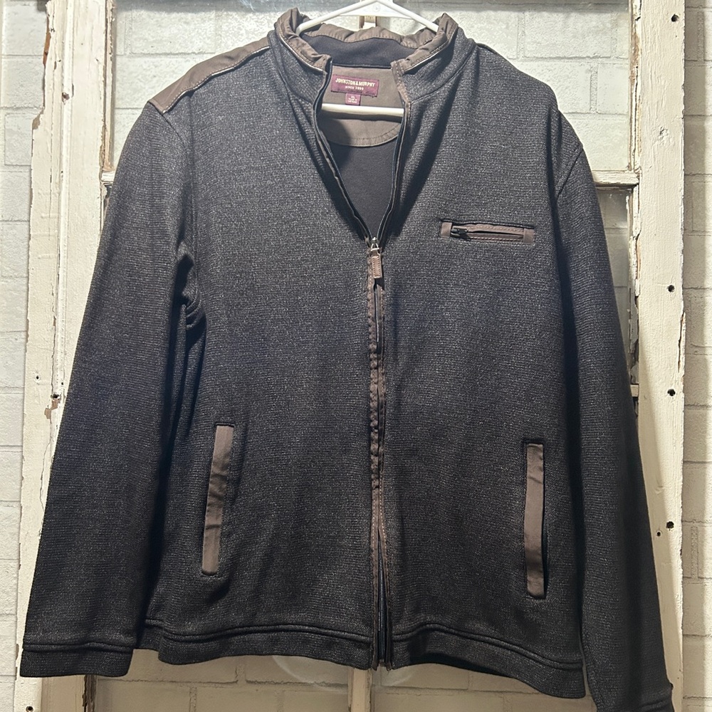 Johnston & Murphy Gray and Brown Zip-Up Sweater